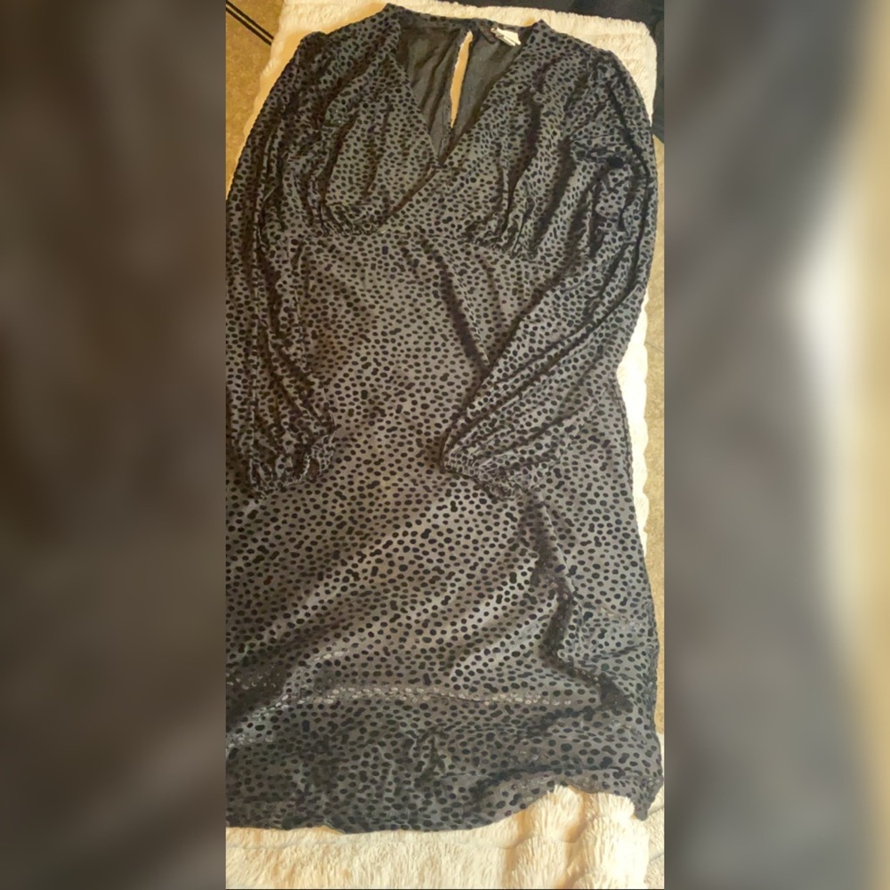 Black dress with velvet dots